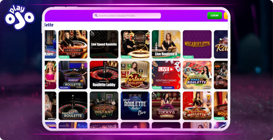 PlayOJO casino live dealer tables streaming